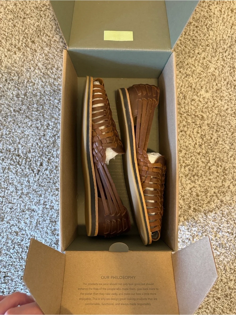 Nisolo Brown Leather Woven Huarache Slip-On Sandals